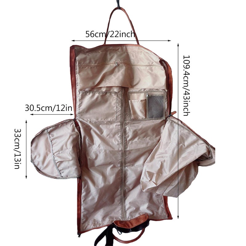 Convertible Luggage Bag: Brown High-Quality Leather Spacious Interior - Detachable Shoulder Straps Portable Clothing Bag for Travel Enthusiasts - Image 3