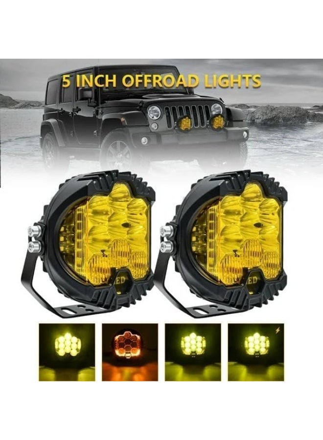 5Inch LED Lights Fog Driving Lamps 2Pack Yellow 50w - Image 2