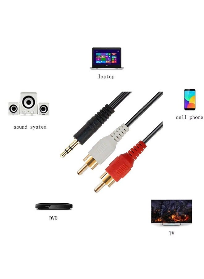 Taimi 3.5mm Audio Line Cable 3M Stereo Jack Male to 2 RCA Male Auxiliary Cable-4 Pieces - Image 4