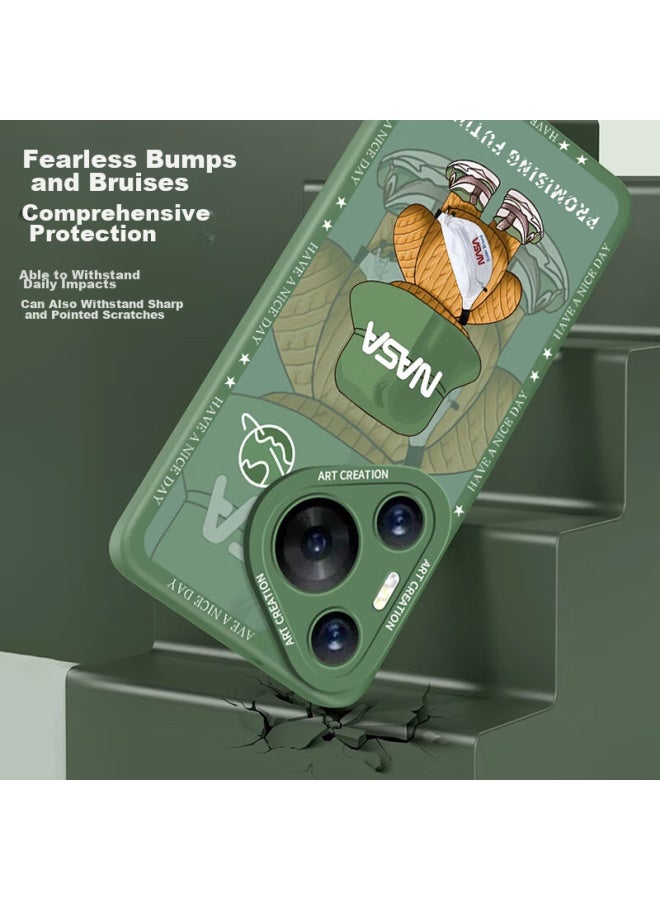 Neyaa P70 Phone Case For Huawei Pura70, Full Lens Protection, Shockproof, Ultra-thin, Creative Cartoon Simple Trendy Soft Case For Men And Women, Cangling Green - Image 2