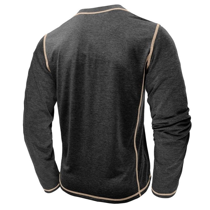 Estokap Men's Henley Shirts Long Sleeve Casual Button T-Shirt Lightweight Cotton Pullover Shirts Black - Image 5