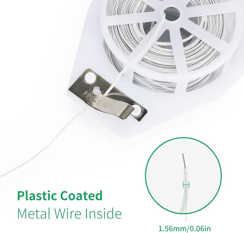 KINGLAKE 328 Feet Plastic Plant Twist Tie White Garden Plants Tie Multi-Use for Secure Vines,Plants - Image 4