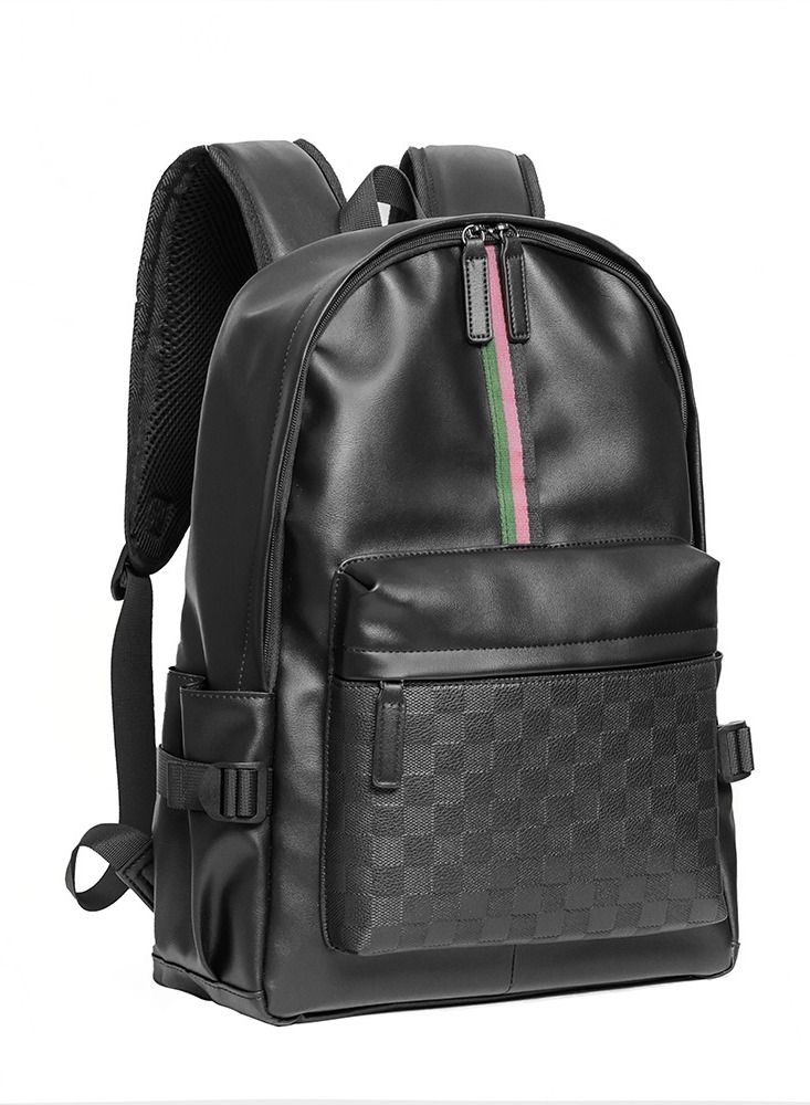 Leather Laptop Backpack for Men Women, School College Bookbag Casual Travel Daypack  - Image 2