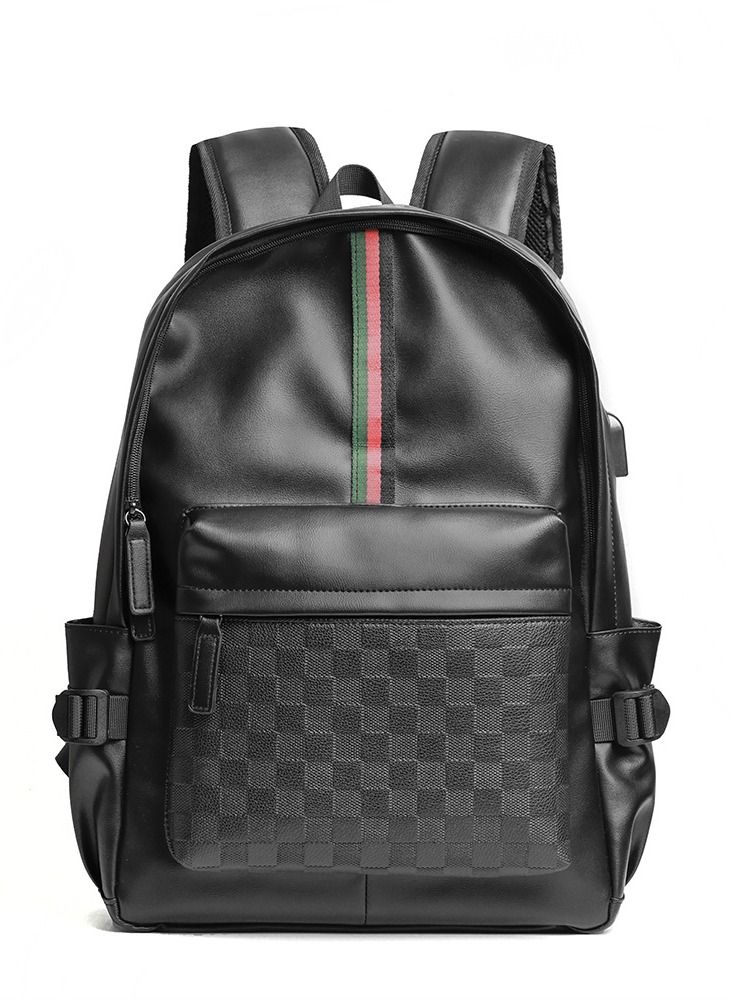 Leather Laptop Backpack for Men Women, School College Bookbag Casual Travel Daypack  - Image 1