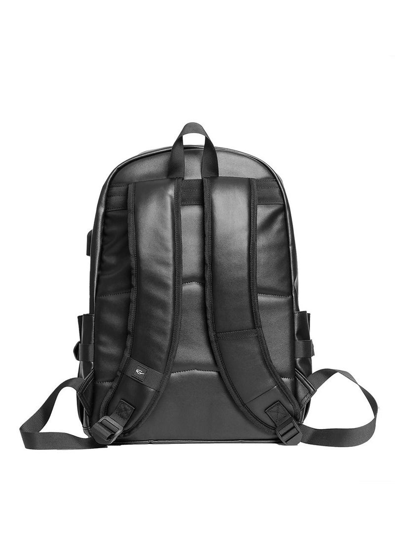 Leather Laptop Backpack for Men Women, School College Bookbag Casual Travel Daypack  - Image 4