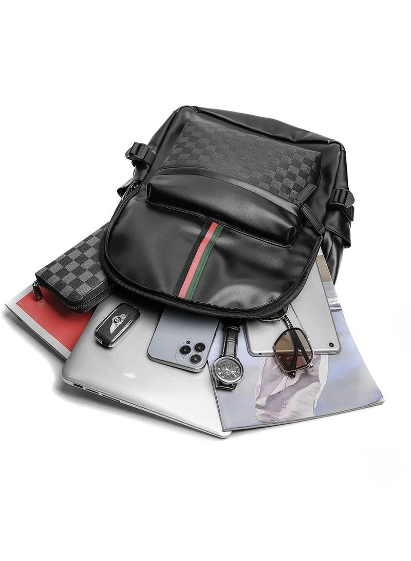 Leather Laptop Backpack for Men Women, School College Bookbag Casual Travel Daypack  - Image 5