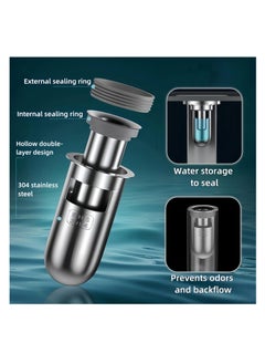 KASTWAVE 2 Pack Shower Floor Drain Backflow Preventer, Drain Hair Catcher, One Way Drain Valve Sewer, 304 Stainless Steel Material, Floor Drain Odor Stopper for Bathroom (Depth 3.3'')  - Image 3