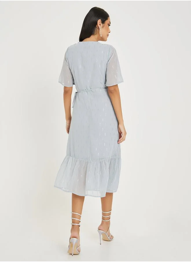 ستايلي Jacquard Lurex Wrap Midi Dress