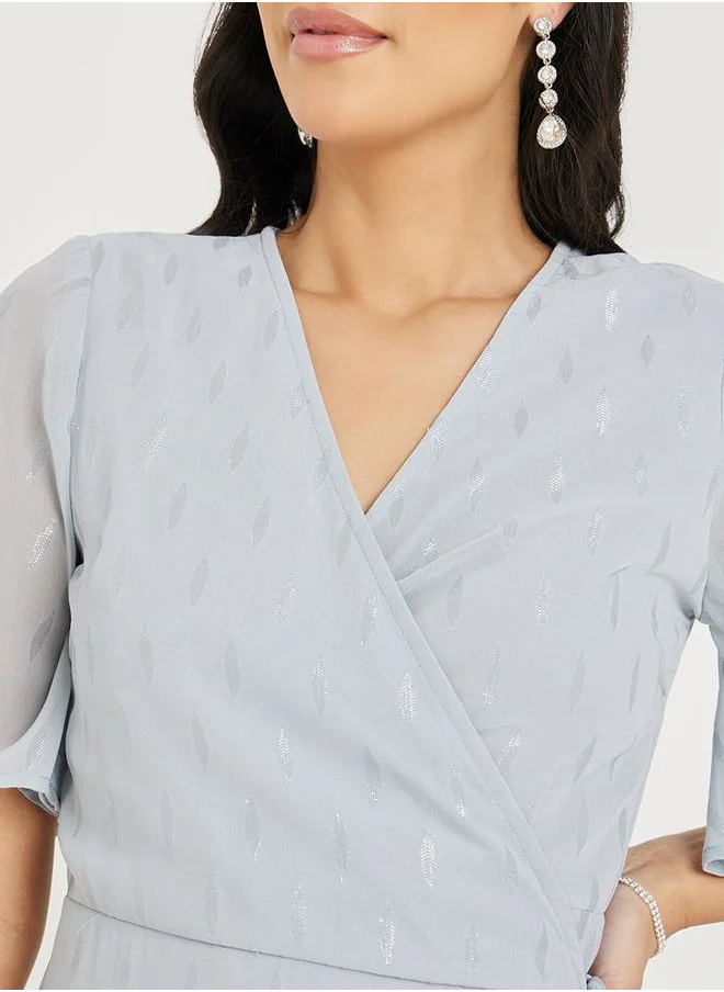 ستايلي Jacquard Lurex Wrap Midi Dress