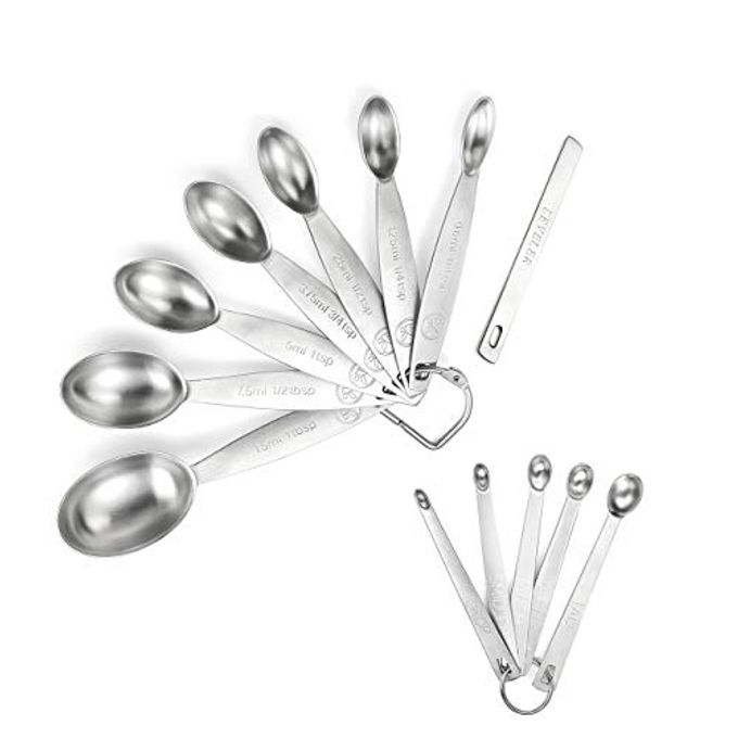 Lucksury 18/8 Stainless Steel Measuring Spoons Set 13 Piece, Includes 7 Oval, 1 Leveler and 5 Mini Spoons, Fits Spice Jar - Image 4