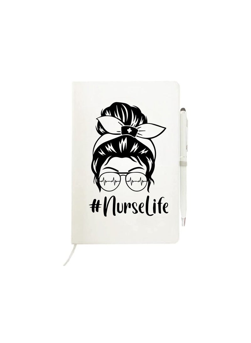PRINTSHOP4ME Nurse Day A5 Notebook with Pen - Funny Nurse Ideas Printed Designs - Appreciation Gifts and Nursing Student Gifts - 60 pages - Thank you Gift Stationery - Image 1