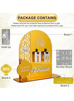 TAPIT Ramadan Countdown Calendar Acrylic Eid Ramadan Table Decorations Mubarak Advent Countdown Calendar Craft Ornament Eid Calendar Decorations for Home Kids Gifts  - Image 2
