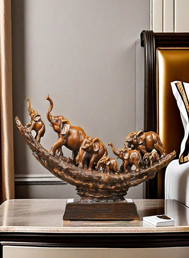 SHTWX Elephant Herd with Babies Statue Elephants Family Frgurines Sculpture for Home Office Living Room Desktop Decoration Figurines Indoor Feng Shui Decor - Image 5