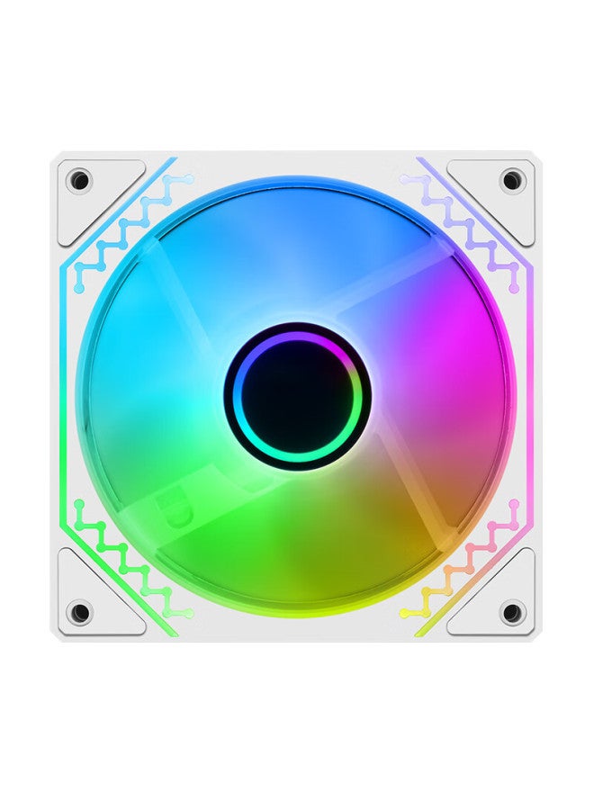 Play Jia Wanjiajingjing Fourth Generation Argb White Forward Airflow Fan, Case Cooling 12cm Fan, Rgb Synchronization, 5v 3-pin Argb Pwm Temperature Control Speed Adjustment - Image 2