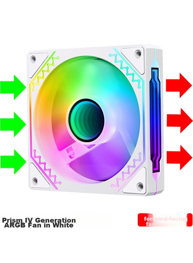 Play Jia Wanjiajingjing Fourth Generation Argb White Forward Airflow Fan, Case Cooling 12cm Fan, Rgb Synchronization, 5v 3-pin Argb Pwm Temperature Control Speed Adjustment - Image 1