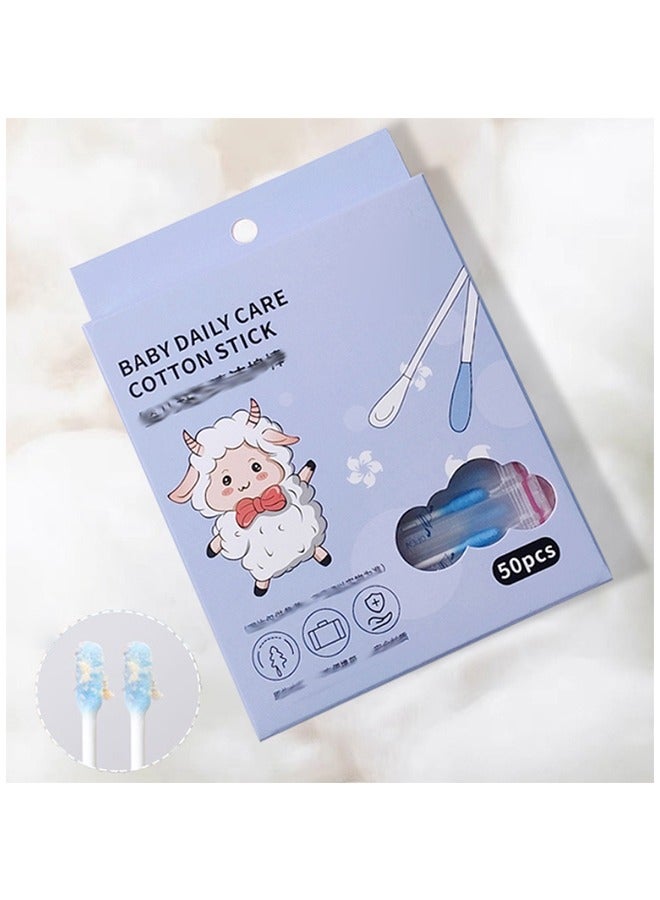 50 Baby Cotton Swabs, Ear Cleaner, Biodegradable Baby Cotton Sticks, Child-safe Cotton Swabs, Individually Packaged, Made of Safe Cotton, Double-ended Design, Cleaning Sticks, for Cleaning Baby's Ears and Nose Wax - Image 3