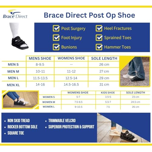 Brace Direct Post-Op Shoe L3260 - Adjustable Orthopedic Walking Shoe for Broken Foot & Toe, Stress Fractures, Bunions, Post-Surgery Recovery, Left or Right Foot, Men XL (US Shoe Size 14-16/31 cm) - Image 3