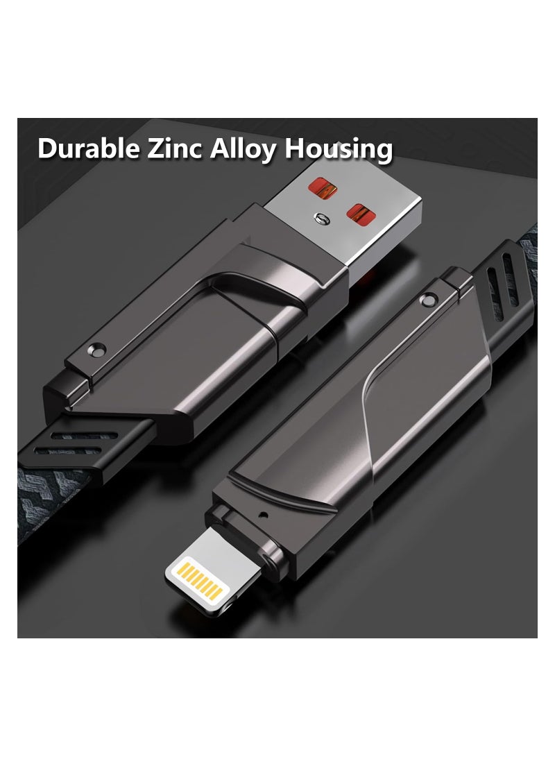 Zikra 4 in 1 USB C Cable L-Port Cable, 60W Fast Charging Cord, Flat Nylon Braided Anti-Tangle Charger Cord with Velcro, Multi Charging Cable Combo Compatible with IP, Type C Cell Phones, 4ft, Not for Pad - Image 2