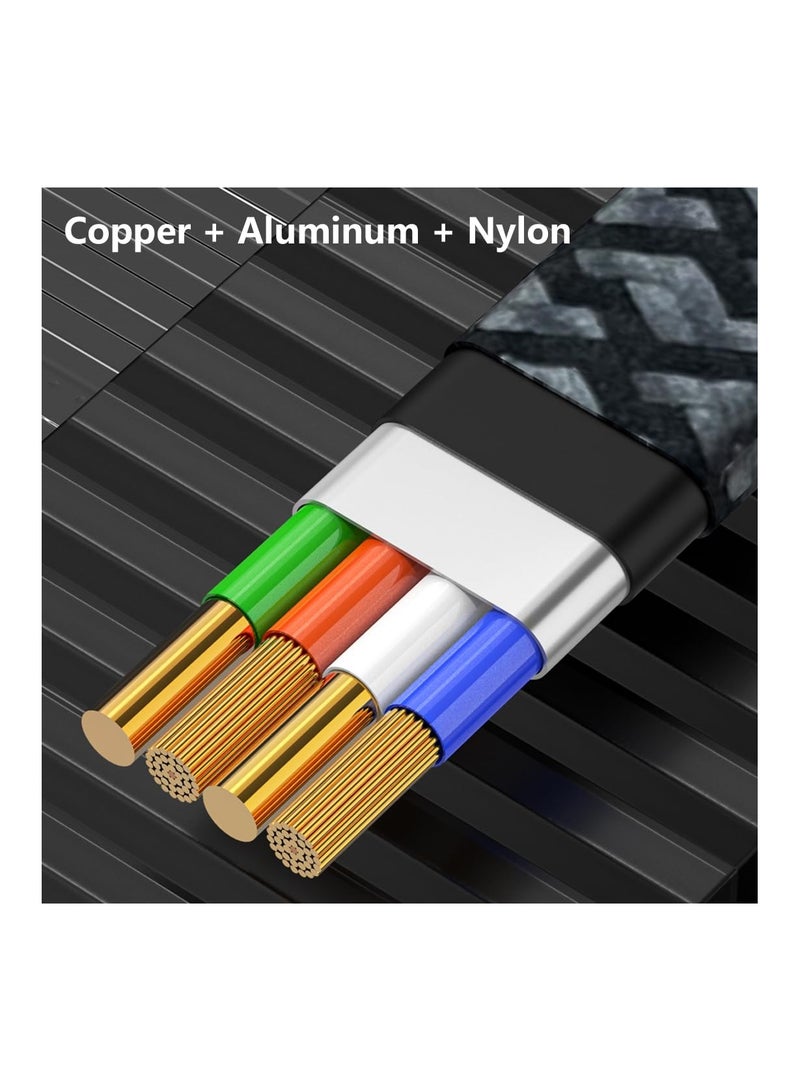 Zikra 4 in 1 USB C Cable L-Port Cable, 60W Fast Charging Cord, Flat Nylon Braided Anti-Tangle Charger Cord with Velcro, Multi Charging Cable Combo Compatible with IP, Type C Cell Phones, 4ft, Not for Pad - Image 4