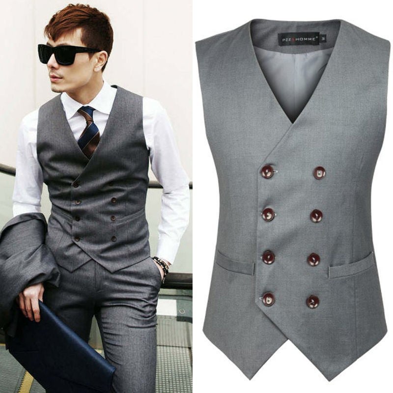E-Commerce New Autumn Casual Men'S Solid Color Non-Iron Treatment Fashion Urban Work Men'S Suit Vest - Image 2