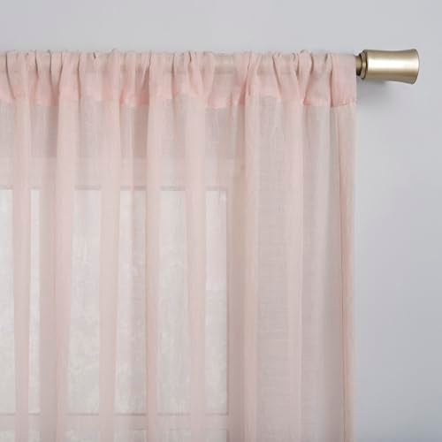 No. 918 Tayla Crushed Texture Semi-Sheer Rod Pocket Curtain Panel, 50" x 84", Blush Pink - Image 2