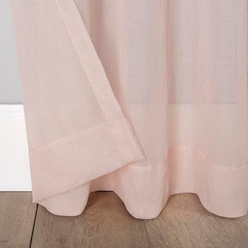 No. 918 Tayla Crushed Texture Semi-Sheer Rod Pocket Curtain Panel, 50" x 84", Blush Pink - Image 4