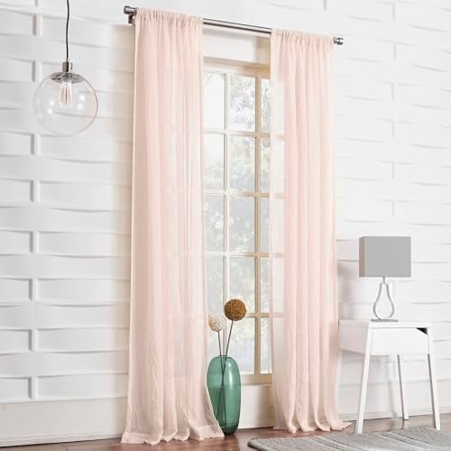 No. 918 Tayla Crushed Texture Semi-Sheer Rod Pocket Curtain Panel, 50" x 84", Blush Pink - Image 5