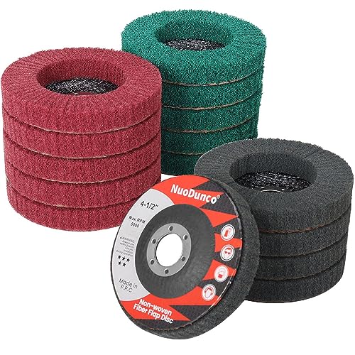 NuoDunco 15Pcs 180# 320# 600# Scour Flap Disc 4 1/2 Inch Angle Grinder Attachment for Metal & Wood Scouring Pads Polishing Wheel Sanding Disc Paint Rust Remover - Image 1