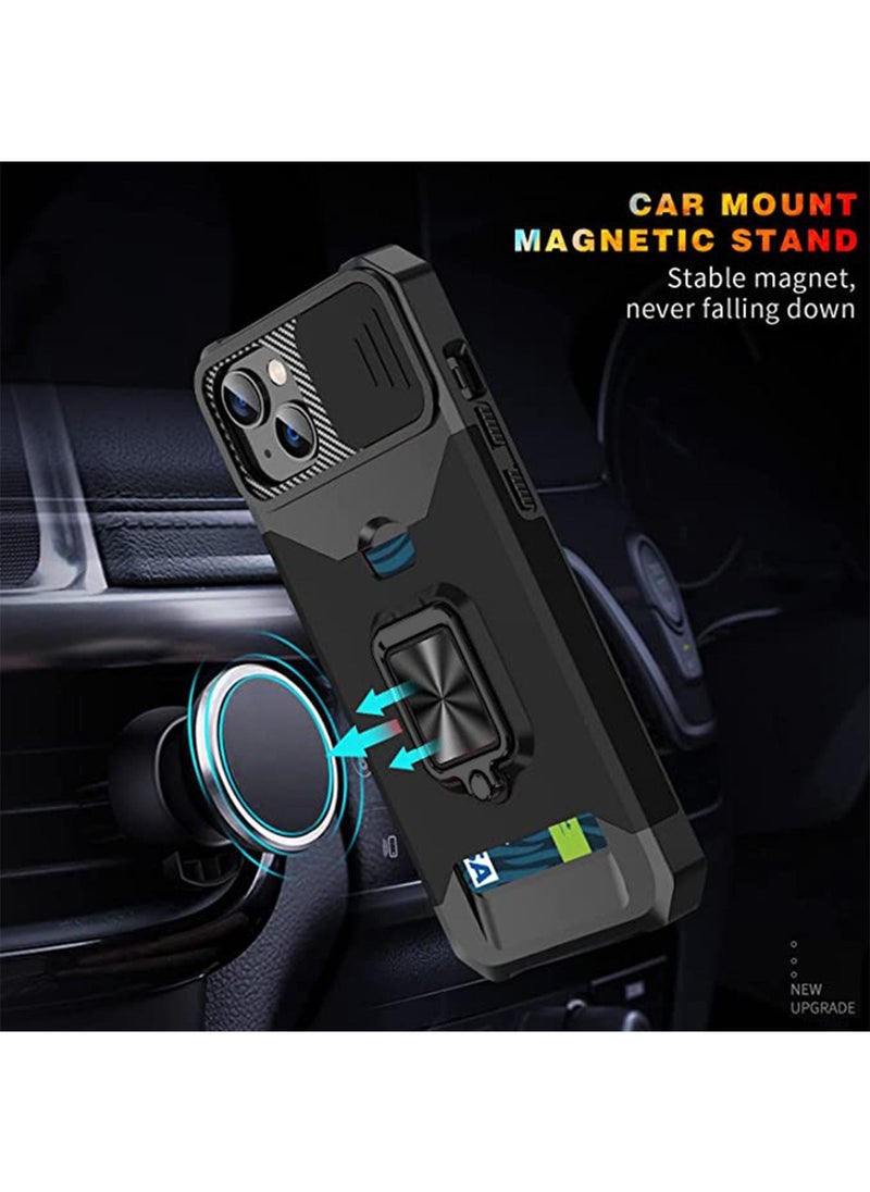 iPhone 14 Plus Case Cover 6.7 inch with Slide Camera Protection Card Holder Hard Ring Stand Hybrid Kickstand Cell Accessories iPhone 14+ iPhone 14Plus Black - pzsku/ZD621CE01B301C762ECB9Z/45/_/1681873432/7805613a-050e-4428-a35a-5a8a20d540cf