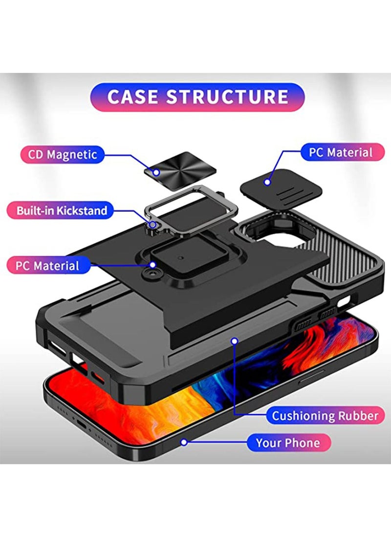 iPhone 14 Plus Case Cover 6.7 inch with Slide Camera Protection Card Holder Hard Ring Stand Hybrid Kickstand Cell Accessories iPhone 14+ iPhone 14Plus Black - pzsku/ZD621CE01B301C762ECB9Z/45/_/1681873432/7c810af5-1b93-4245-92f6-516a11b3c4fc