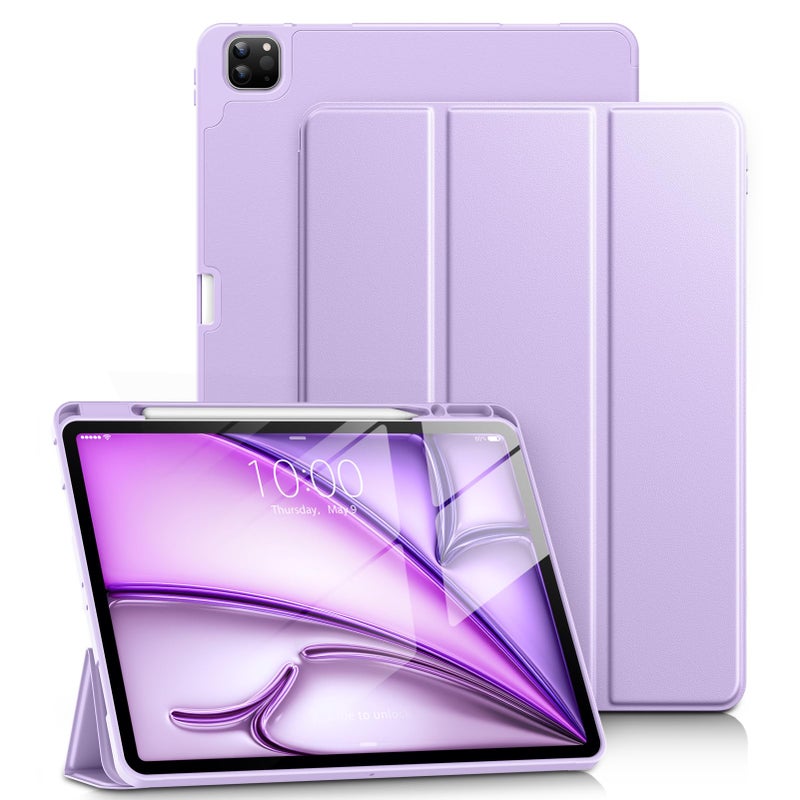DTTO for iPad Air 13 Inch Case M4/M3/M2 2026/2025/2024, iPad Pro 12.9 Inch Case (6th/5th/4th/3rd Gen), Smart Slim Trifold Stand Soft Cover with Pencil Holder, Taro Purple - Image 1