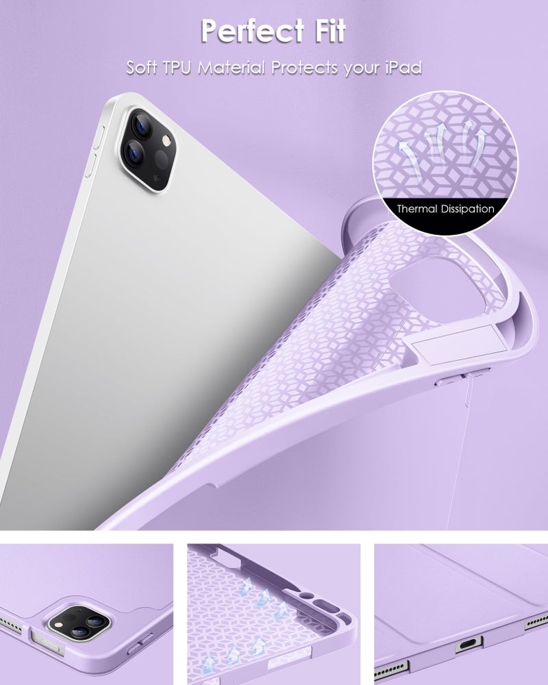 DTTO for iPad Air 13 Inch Case M4/M3/M2 2026/2025/2024, iPad Pro 12.9 Inch Case (6th/5th/4th/3rd Gen), Smart Slim Trifold Stand Soft Cover with Pencil Holder, Taro Purple - Image 5