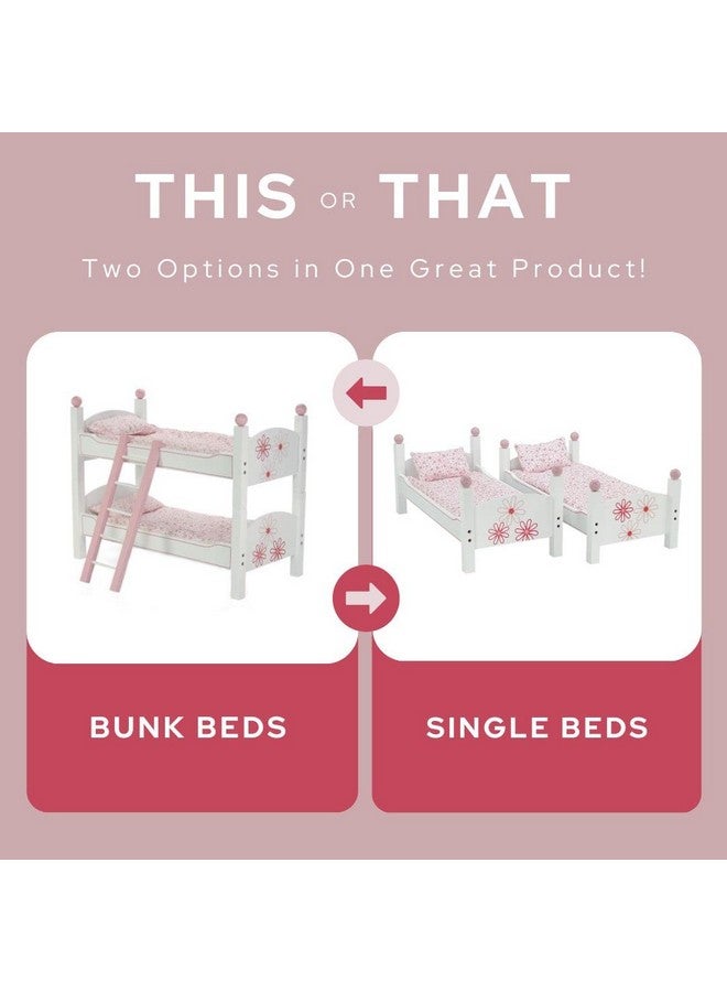 Emily Rose Doll Bunk Bed 18 Inch Doll Furniture Mini Baby Doll Stackable Bed Wooden Doll Accessories Bunkbed Furniture Set 18 Doll Bedding Toy Playsets Compatible With 18 American Girl Dolls - Image 4
