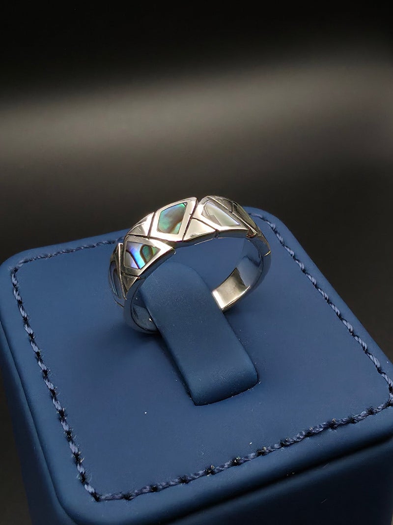 Kanira Premium 925 Sterling Silver Open Wrap Ring with Abalone Inlay | Contemporary Designer Jewelry | KANIRA | Size 6 - Image 3