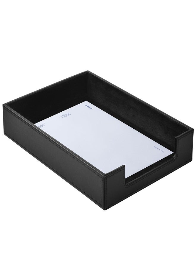 RHCSZ HCSZ Faux Leather Letter Tray - Load Documents Trays Front for Office Desktop Organizer - Desk Magazine, File, A4 Paper Holder - Paper Document File Holder Drak Brown (Black, A4-Tray) - Image 1