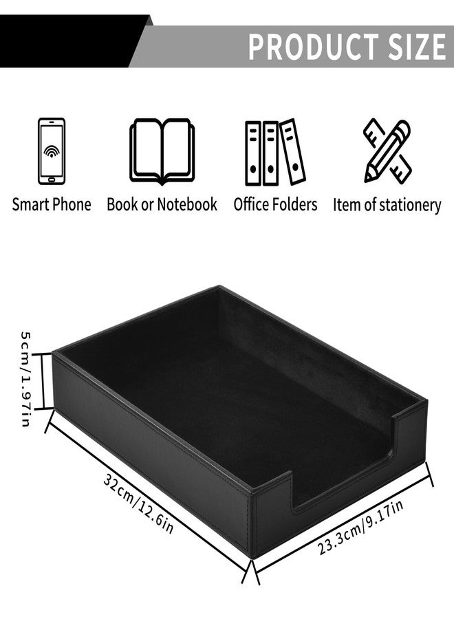 RHCSZ HCSZ Faux Leather Letter Tray - Load Documents Trays Front for Office Desktop Organizer - Desk Magazine, File, A4 Paper Holder - Paper Document File Holder Drak Brown (Black, A4-Tray) - Image 2