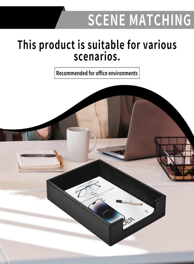 RHCSZ HCSZ Faux Leather Letter Tray - Load Documents Trays Front for Office Desktop Organizer - Desk Magazine, File, A4 Paper Holder - Paper Document File Holder Drak Brown (Black, A4-Tray) - Image 3