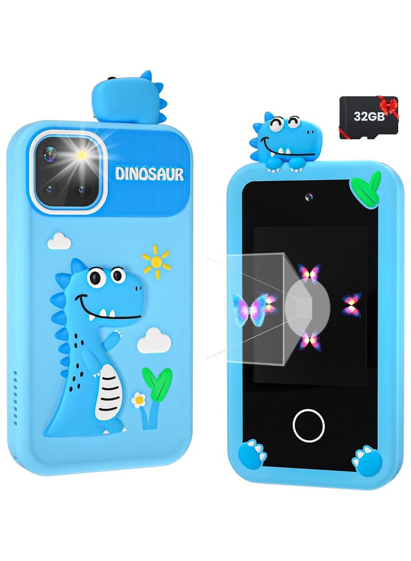 AROAQ Kids Smart Phone for Boys with 32G Card & Holographic Pyramid Birthday Gifts for Age 3-10 Kids Toys Cell Phone 2.8 Touchscreen Toddler Learning Toy Dual Lens Music Player - Image 1