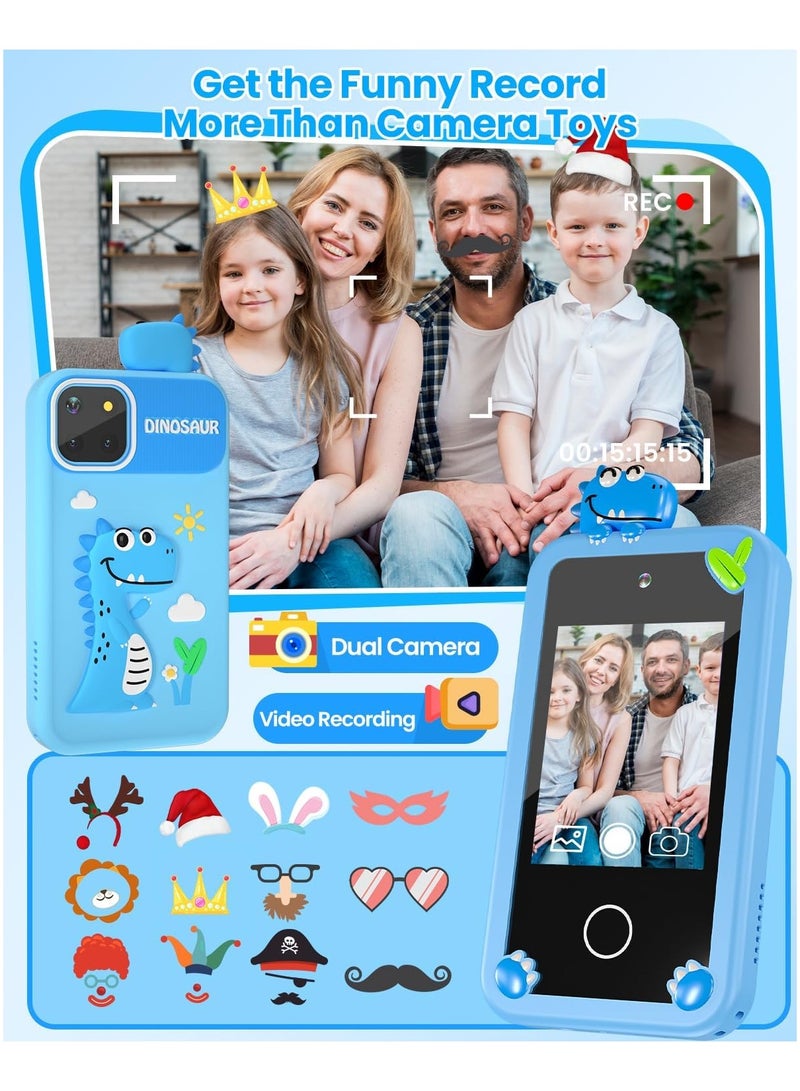 AROAQ Kids Smart Phone for Boys with 32G Card & Holographic Pyramid Birthday Gifts for Age 3-10 Kids Toys Cell Phone 2.8 Touchscreen Toddler Learning Toy Dual Lens Music Player - Image 4