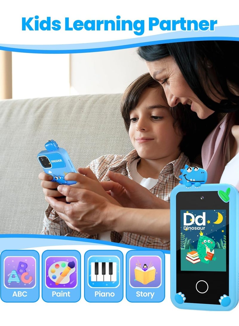 AROAQ Kids Smart Phone for Boys with 32G Card & Holographic Pyramid Birthday Gifts for Age 3-10 Kids Toys Cell Phone 2.8 Touchscreen Toddler Learning Toy Dual Lens Music Player - Image 5