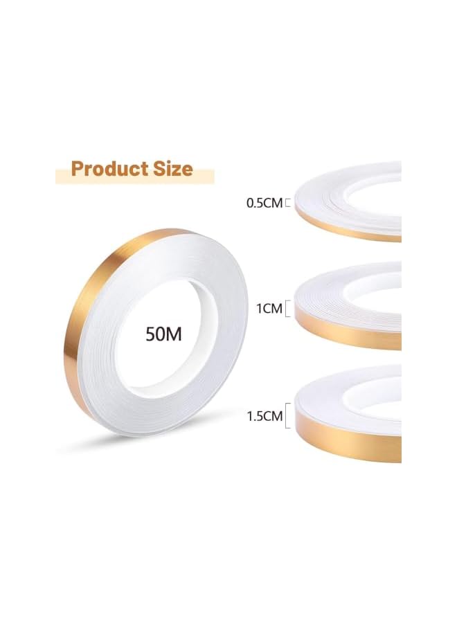 PROMASS promass Gold Tile Stickers,Waterproof Self-Adhesive Floor Wall Seam Sealing Tape Gap Cover Peel and Stick Wall Molding Trim DIY Graphic Tape Gold Duct Tape for Office Home Crafts Car-1.5CM x 50M  - Image 5