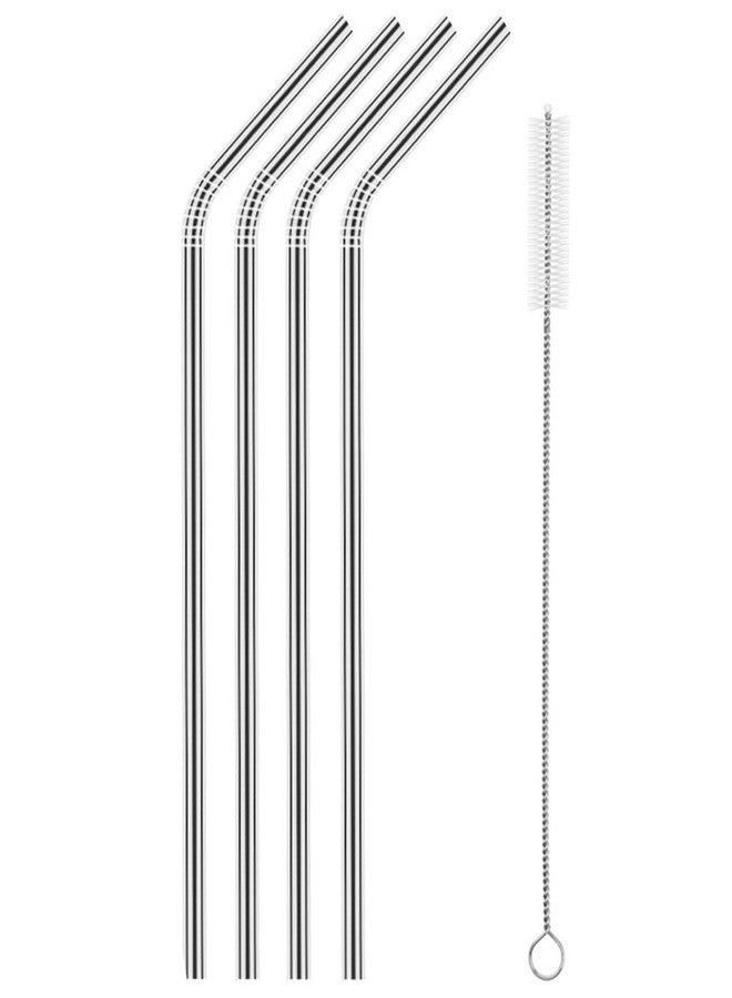 Fancyku Stainless Steel Straws for Drinking with Brushes (4 Bent +1 Brush) - Image 1