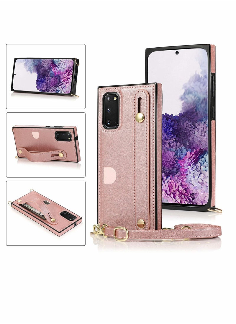 KASTWAVE For Samsung Galaxy S21 Plus Case Cover, S21 Wallet Case, Removable Adjustable Leather Strap Crossbody Card Holders Case, Neck Strap Lanyard Purse Shoulder Strap Purse Case (Rose Gold)  - Image 3