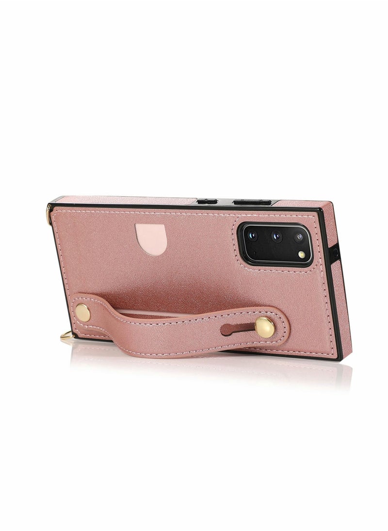 KASTWAVE For Samsung Galaxy S21 Plus Case Cover, S21 Wallet Case, Removable Adjustable Leather Strap Crossbody Card Holders Case, Neck Strap Lanyard Purse Shoulder Strap Purse Case (Rose Gold)  - Image 2