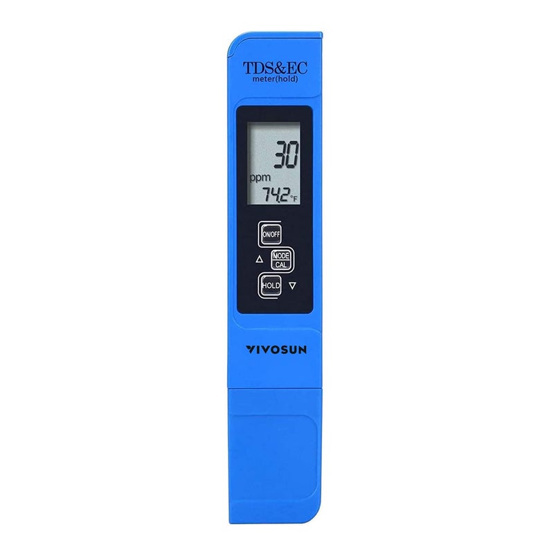 Meridian VIVOSUN 3-in-1 TDS, EC & Temperature Meter, Digital Water Quality Tester, Blue - Image 1
