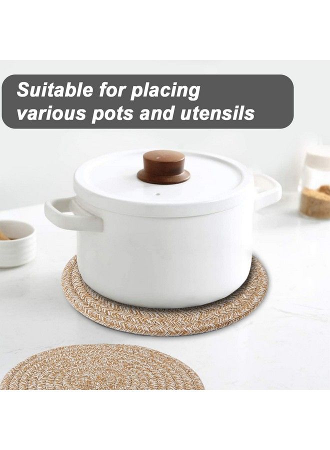 Garkup Pot Holders Trivets Set 4 Pcs Potholders For Kitchens 100% Pure Cotton Thread Weave Trivets For Hot Dishes/Pot/Bowl/Teapot/Hot Pot Holders 9.4 Inches. … - Image 3