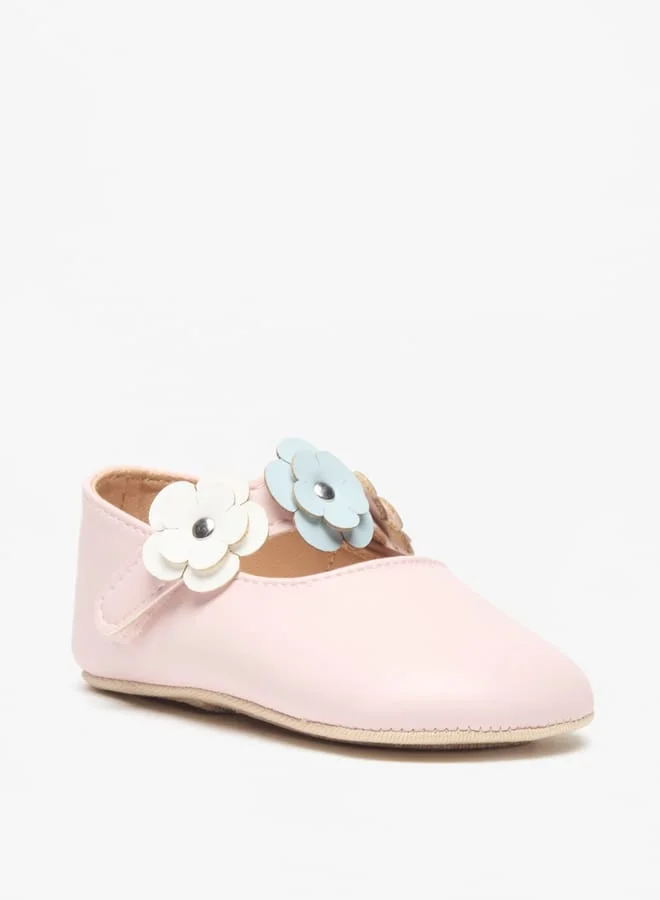 بيرفيت Floral Accent Booties with Hook and Loop Closure