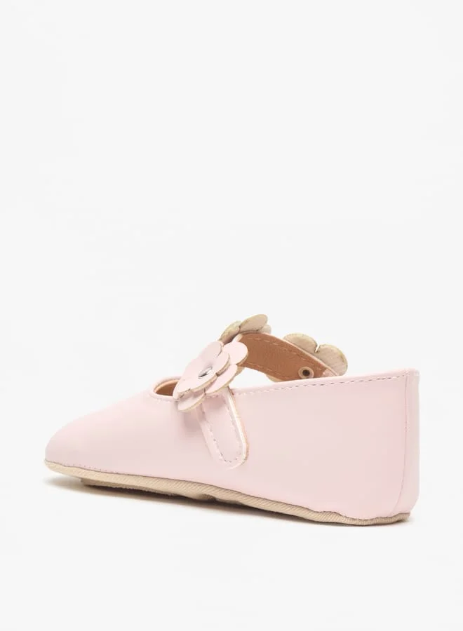 بيرفيت Floral Accent Booties with Hook and Loop Closure