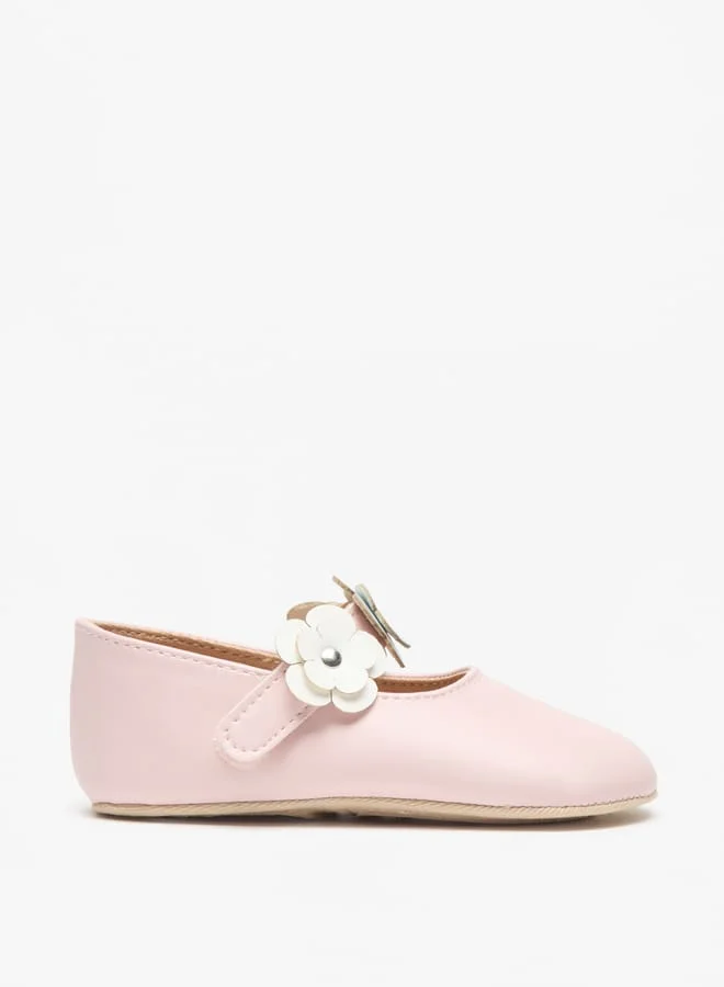 بيرفيت Floral Accent Booties with Hook and Loop Closure