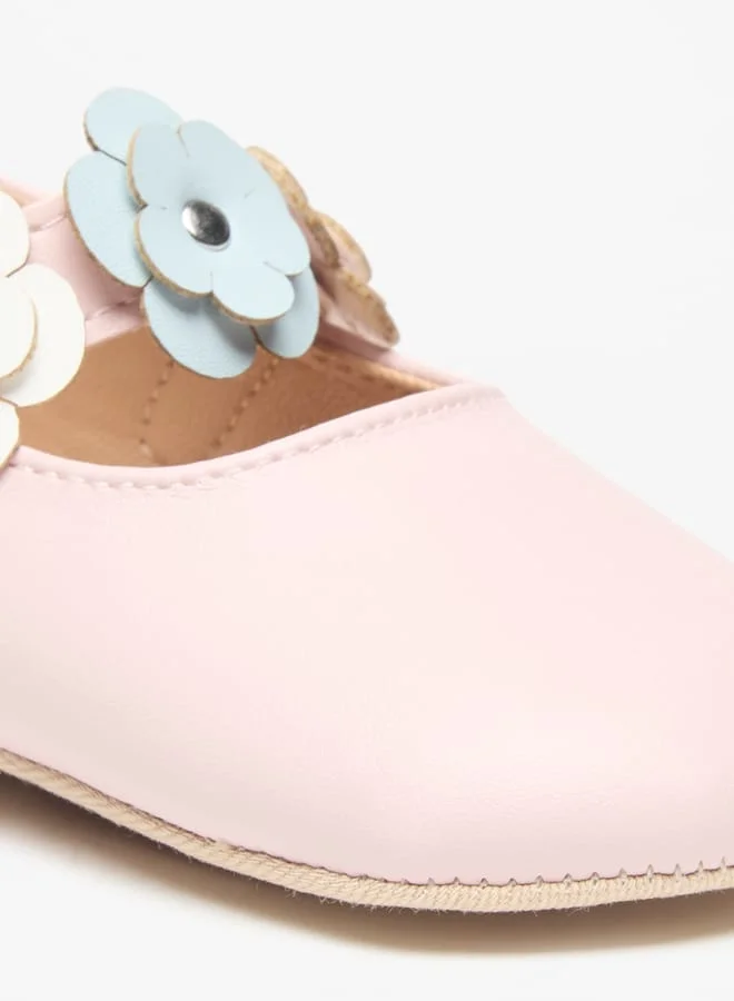 بيرفيت Floral Accent Booties with Hook and Loop Closure